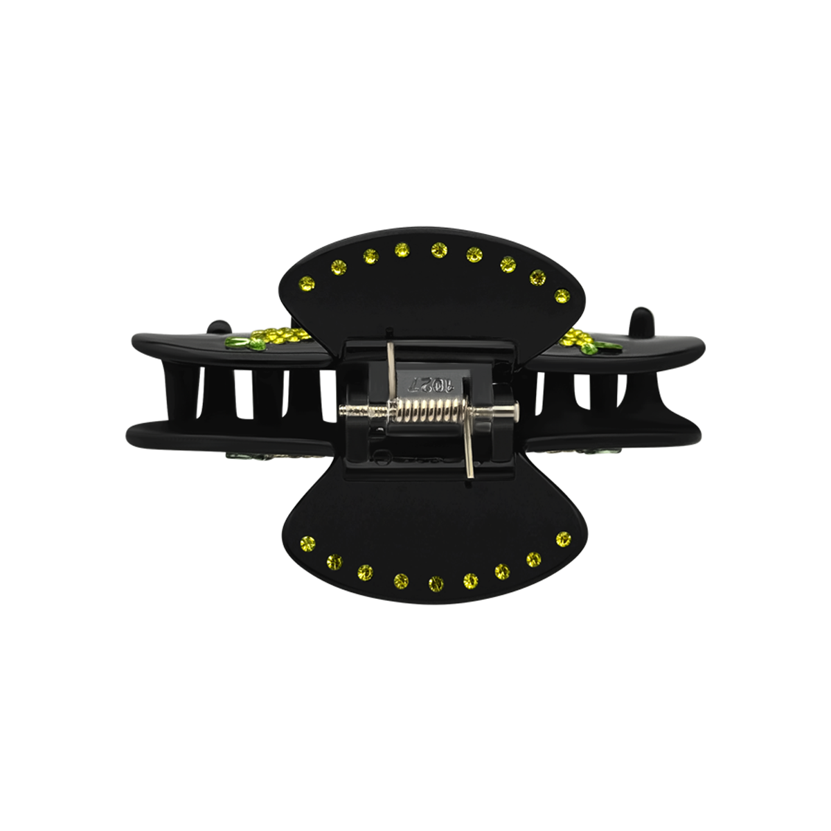 Top view of the Lemon Claw Clip Black showing the spring and decorative details.