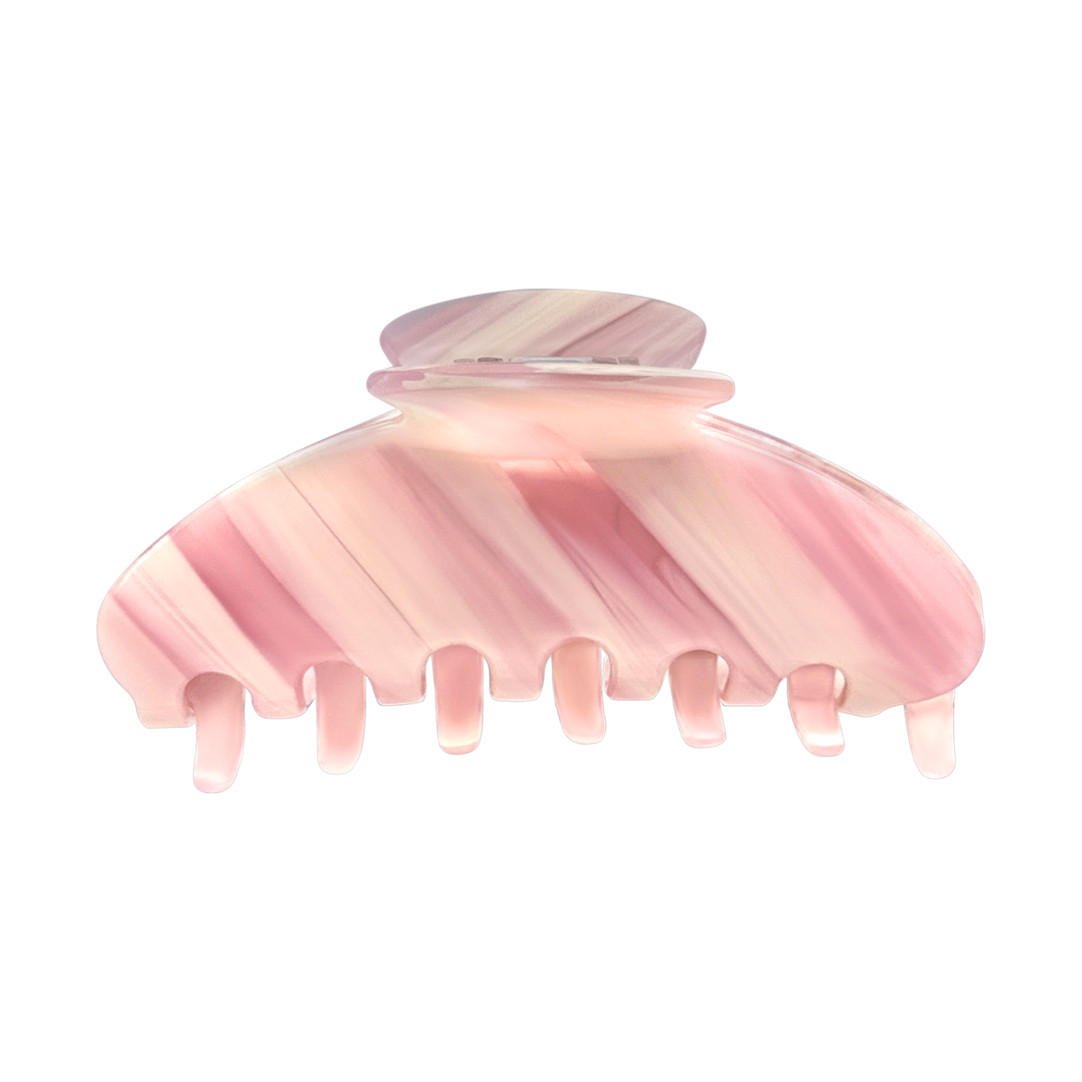 Front view of a rose beige marbled claw clip.