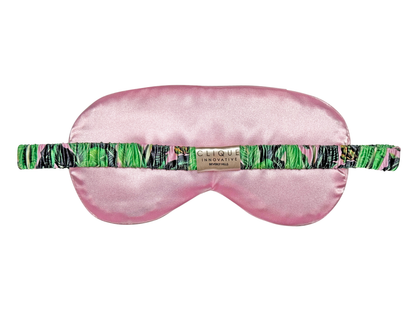 Back view of the Banana Leaf satin eye mask showing the elastic strap.