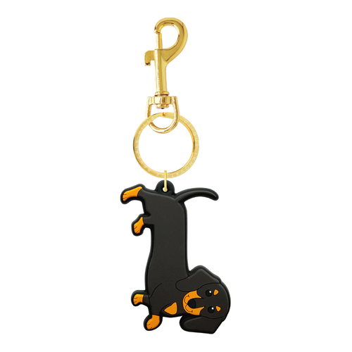 Black grey and orange dachshund bag charm with gold-tone hardware