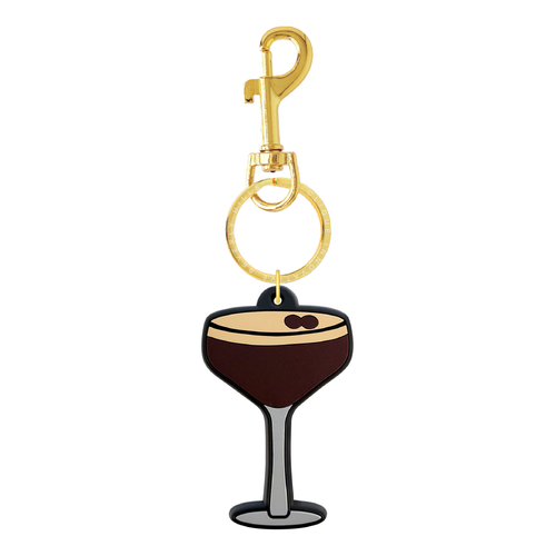 Espresso martini glass bag charm with coffee bean details and gold-tone hardware