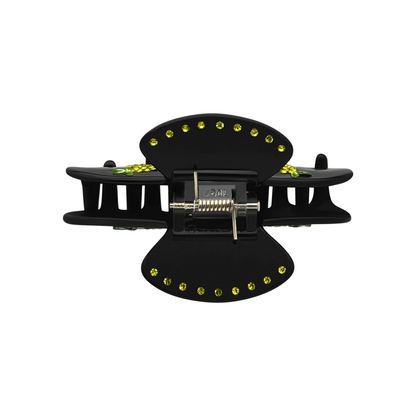 Top view of the Lemon Claw Clip Black showing the spring and decorative details.