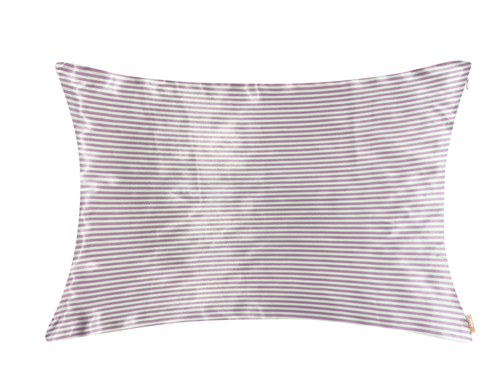 Pink and white striped satin pillowcase