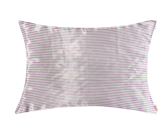 Pink and white striped satin pillowcase