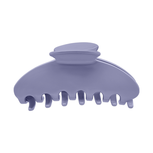 Front view of a solid light grey claw clip on a white background.