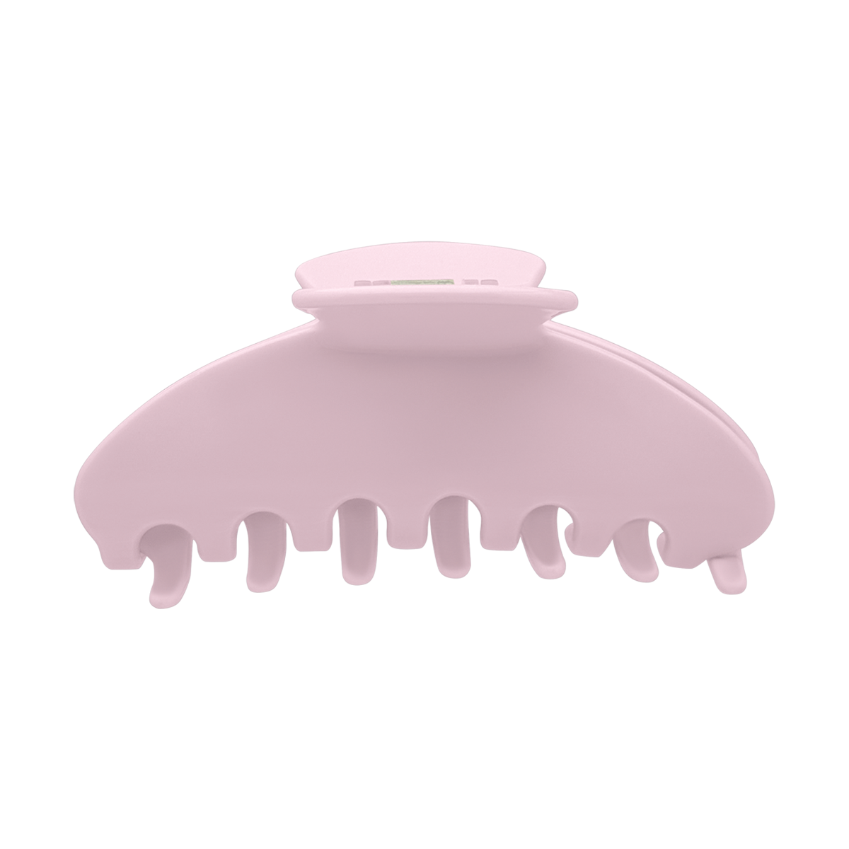 Front view of a solid rose pink claw clip on a white background.