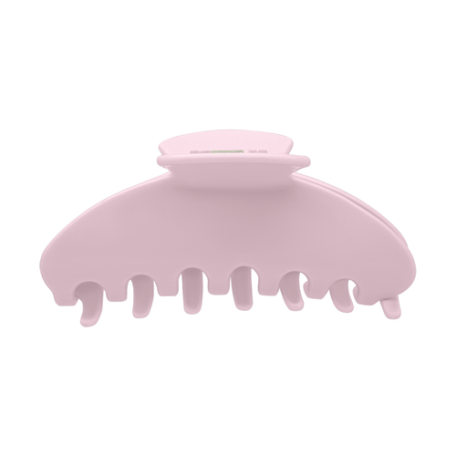 Front view of a solid rose pink claw clip on a white background.
