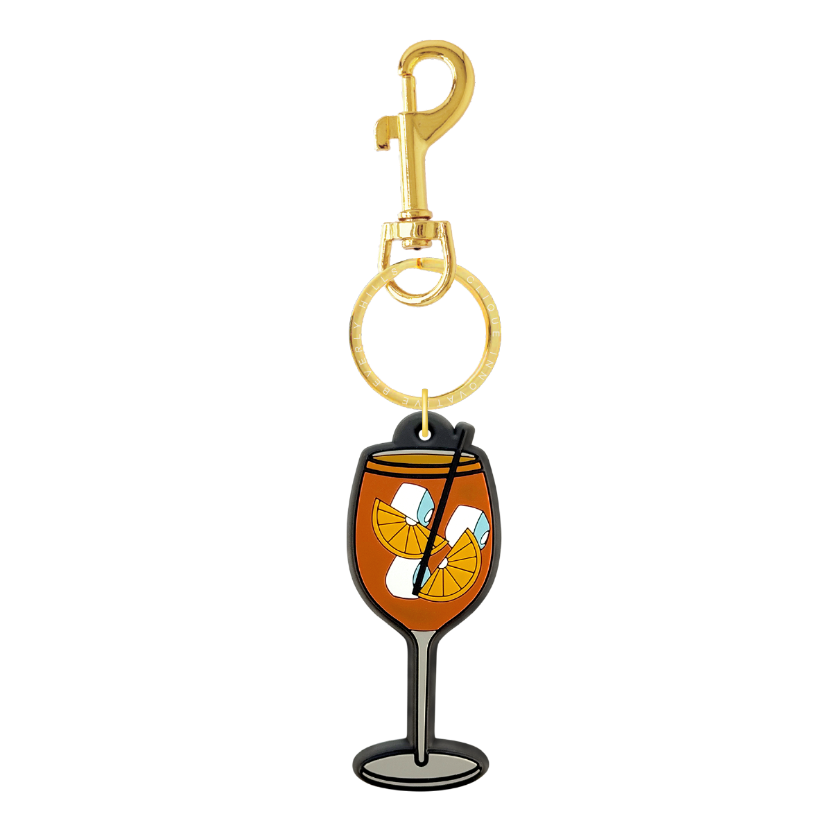 Orange spritz cocktail bag charm with citrus details and gold-tone hardware