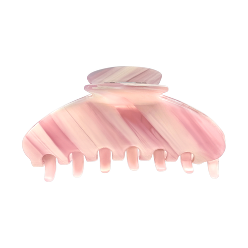 Front view of a rose beige marbled claw clip.