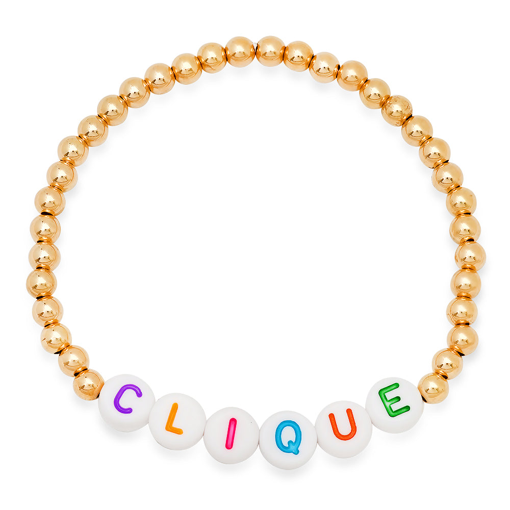 Custom Rainbow Name 4MM Gold Ball Bracelet