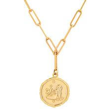Load image into Gallery viewer, Medium Paperclip Gold Chain Necklace w/ Zodiac Charm
