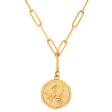 Load image into Gallery viewer, Medium Paperclip Gold Chain Necklace w/ Zodiac Charm
