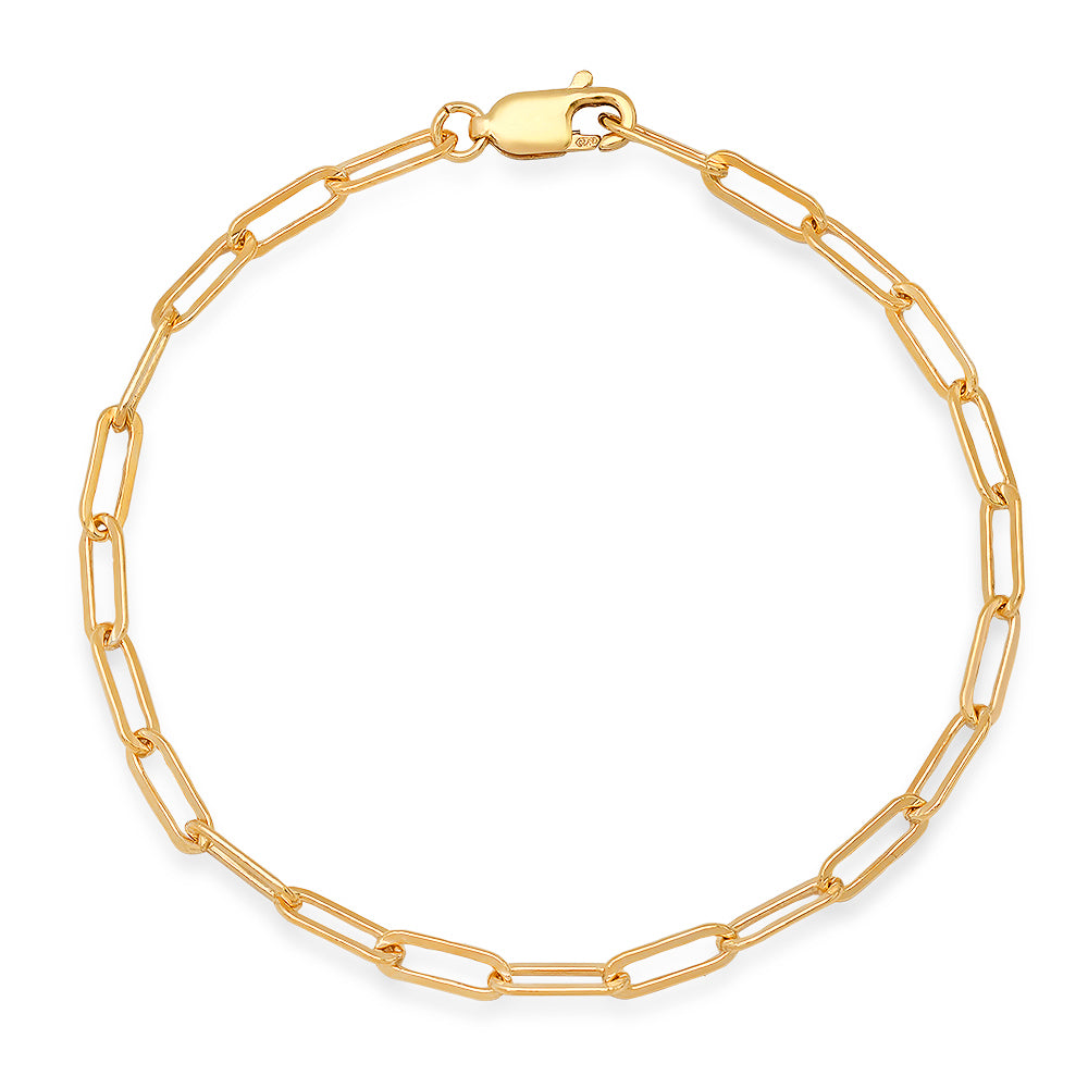 Small Gold Paperclip Chain Bracelet